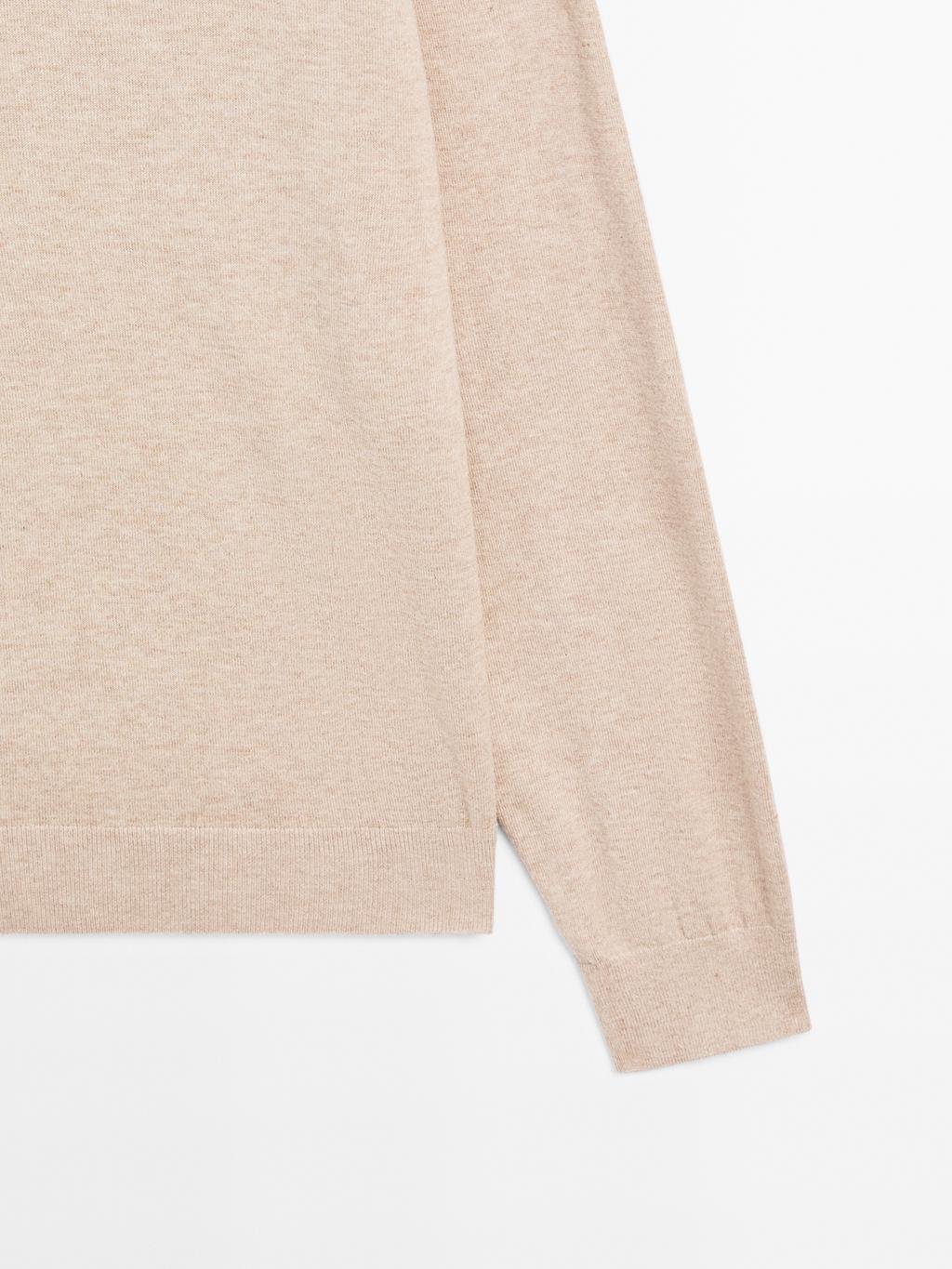 Long sleeve cotton knit sweater