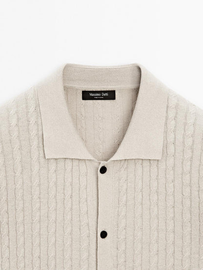 Cable-knit overshirt