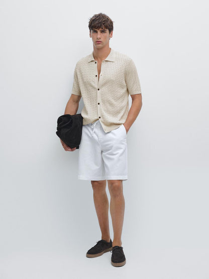 Cable-knit overshirt