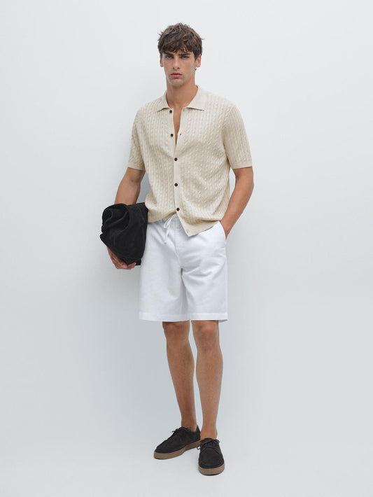 Cable-knit overshirt