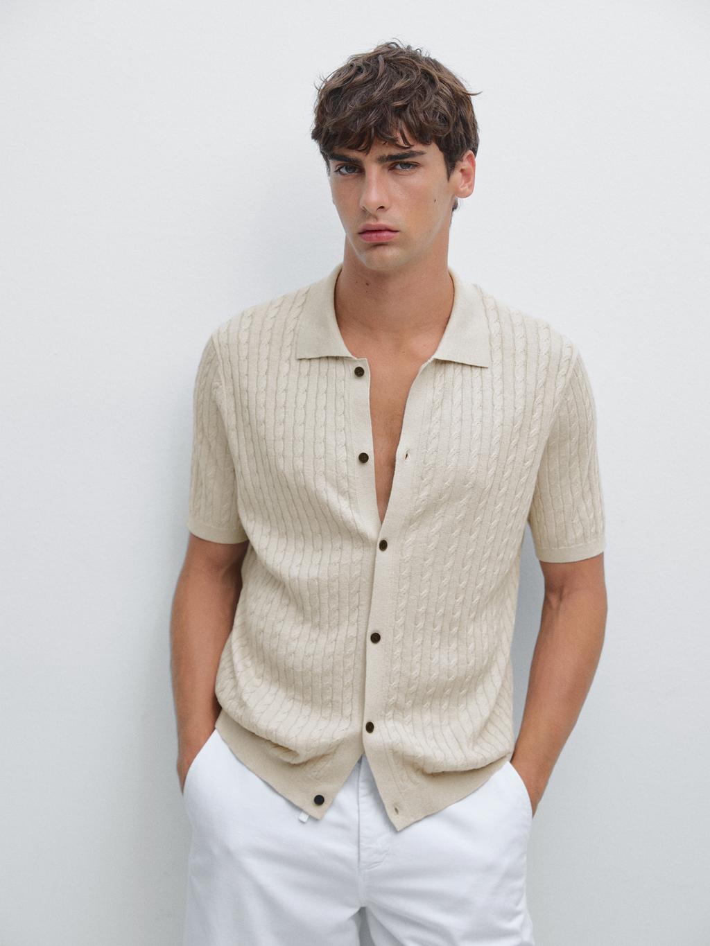 Cable-knit overshirt