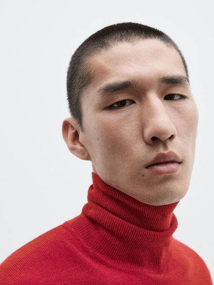 Knit wool and cashmere sweater with high neck - LIMITED