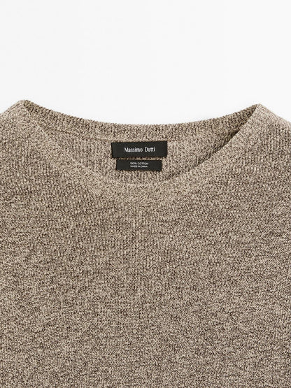 100% cotton mouline knit sweater