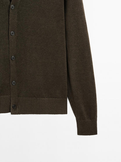 Knit linen blend cardigan