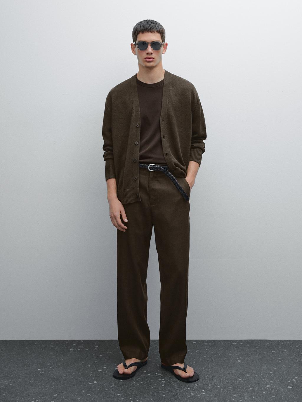 Knit linen blend cardigan