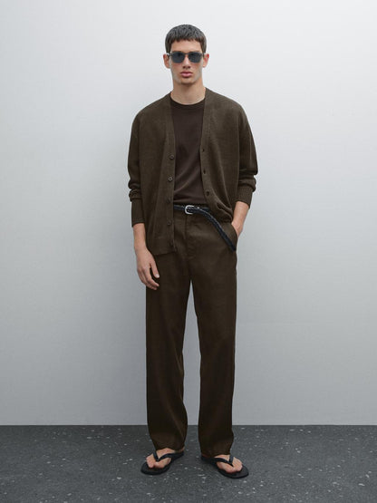 Knit linen blend cardigan