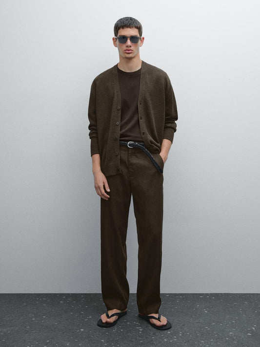 Knit linen blend cardigan