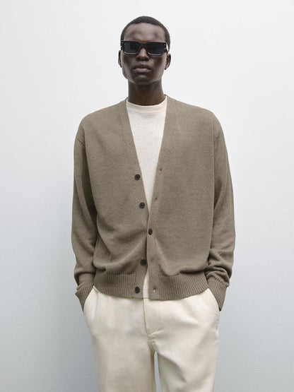 Knit linen blend cardigan