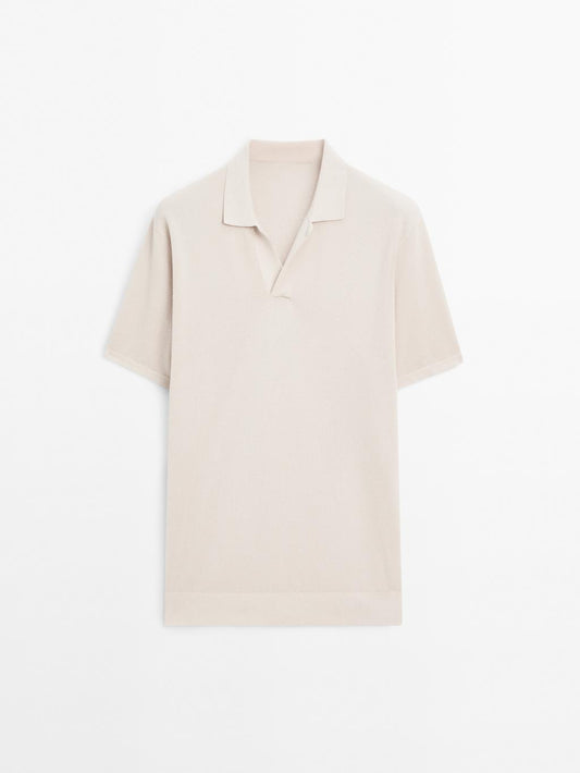 Knit V-neck polo shirt
