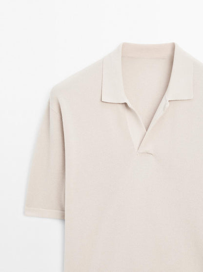 Knit V-neck polo shirt