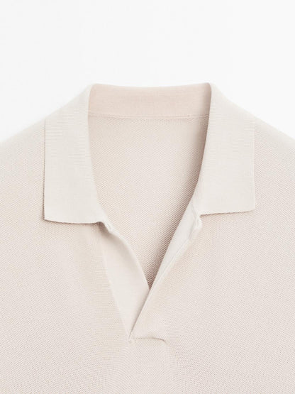 Knit V-neck polo shirt