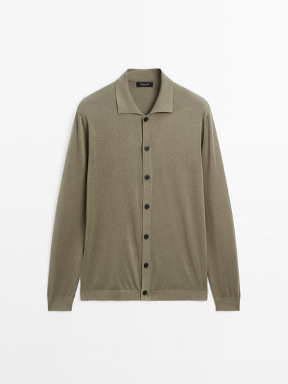 Cotton blend knit cardigan