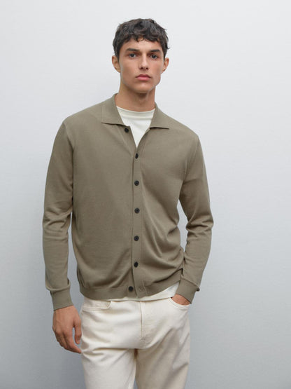 Cotton blend knit cardigan