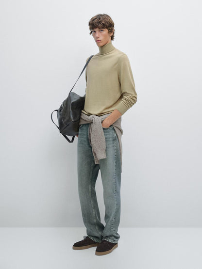 Wool blend high neck knit jumper