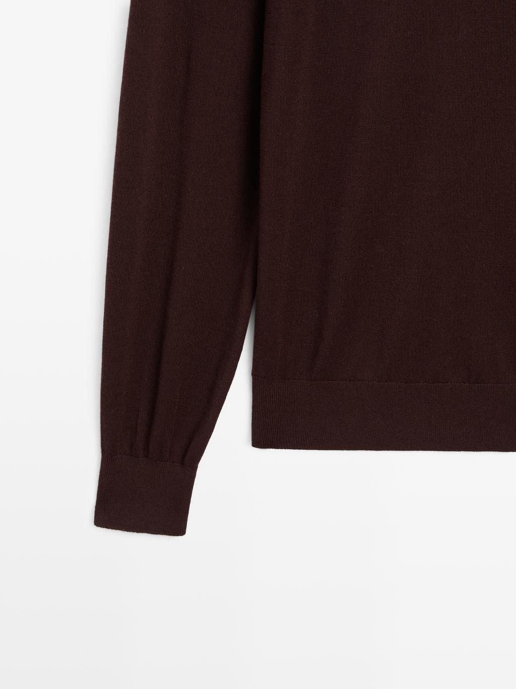 Wool blend high neck knit jumper