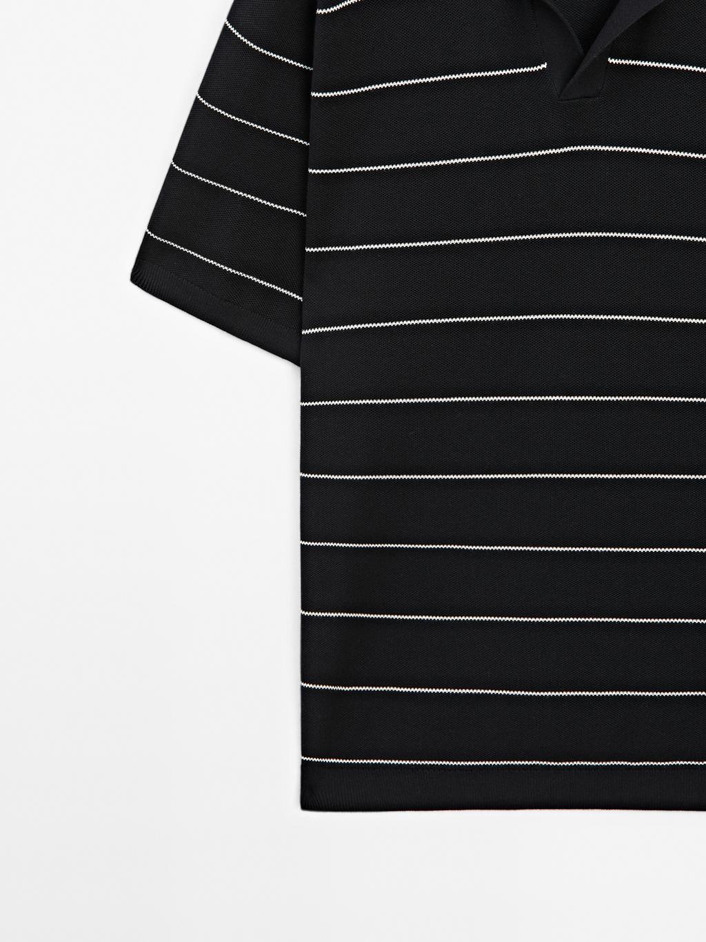 Striped cotton polo shirt with short sleeves