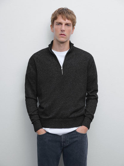 Mock neck knit sweater