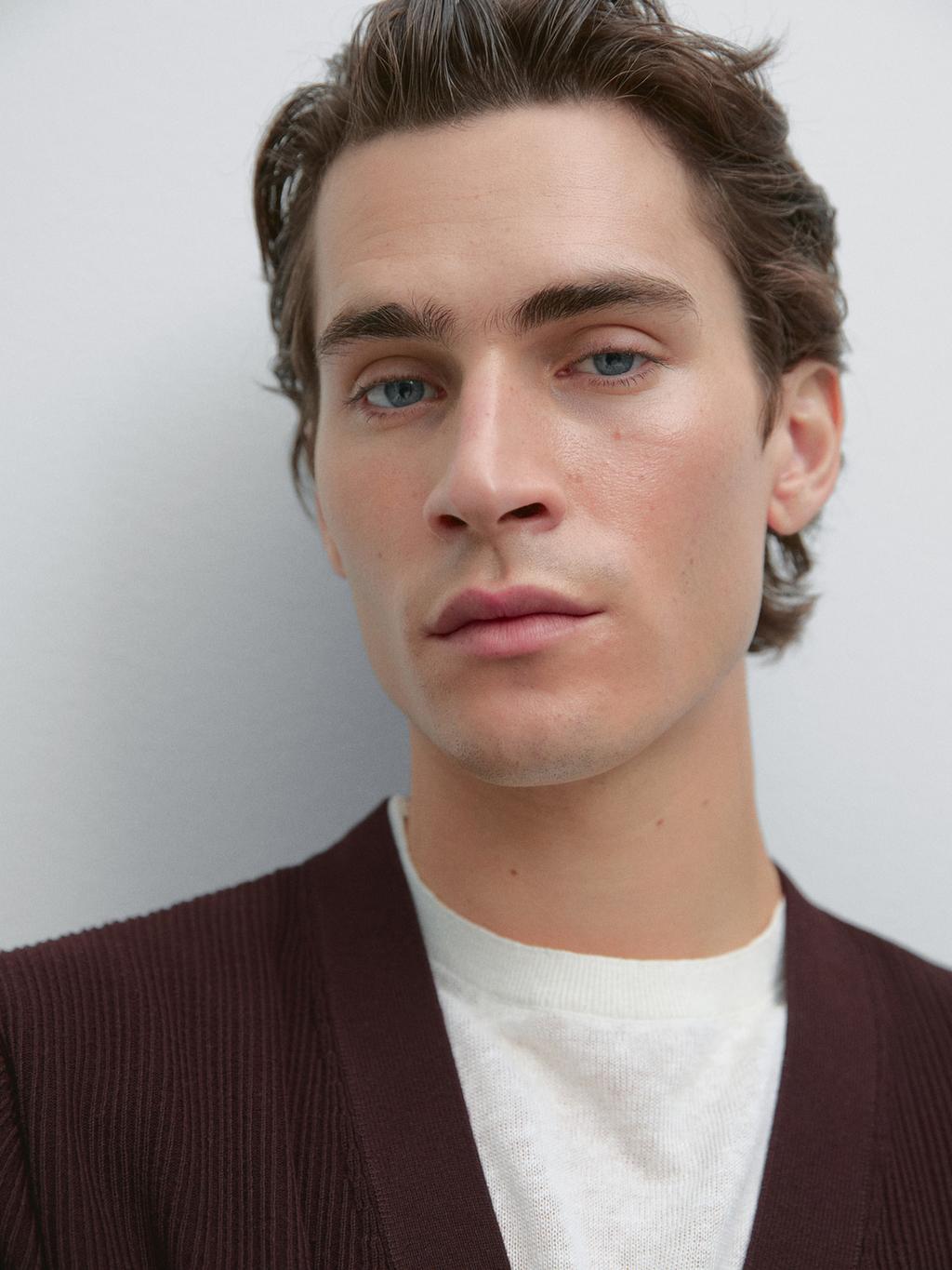 100% cotton textured knit cardigan