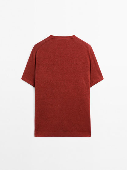 100% linen short sleeve knit T-shirt