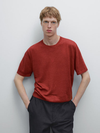 100% linen short sleeve knit T-shirt