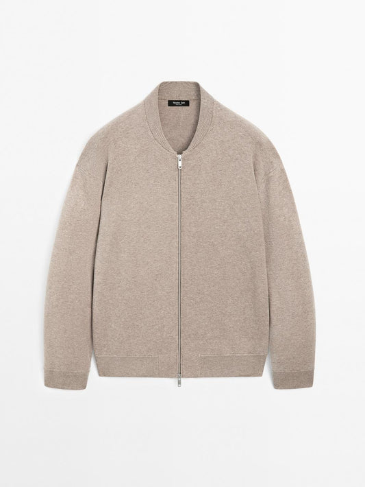 Bomber-style knit cardigan