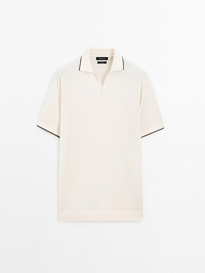 Knit polo shirt with contrast detail
