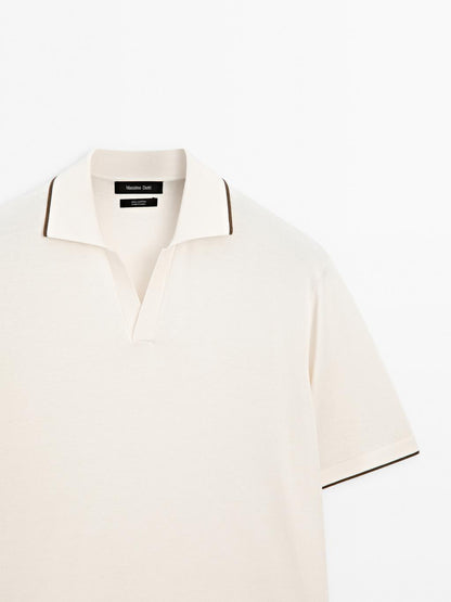 Knit polo shirt with contrast detail
