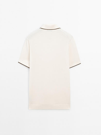 Knit polo shirt with contrast detail