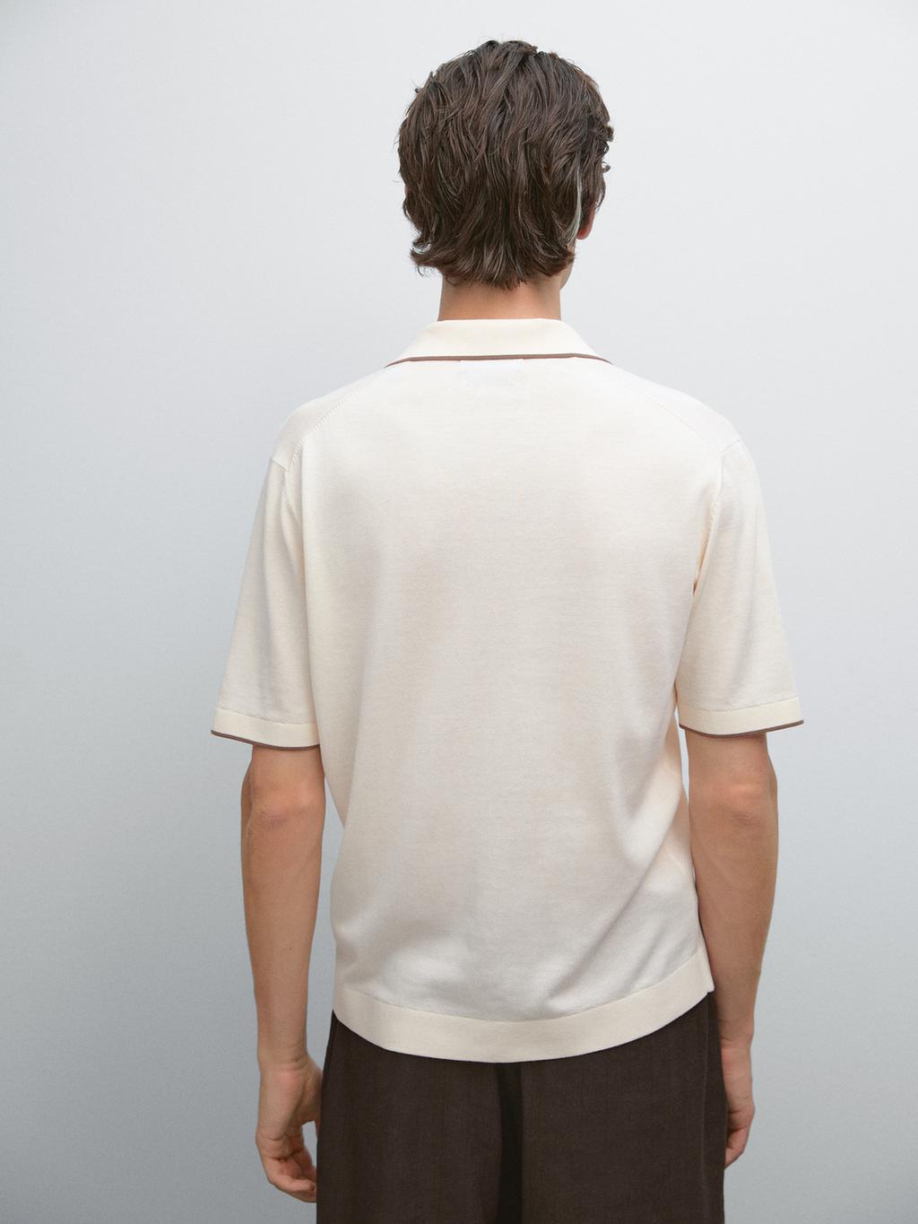 Knit polo shirt with contrast detail
