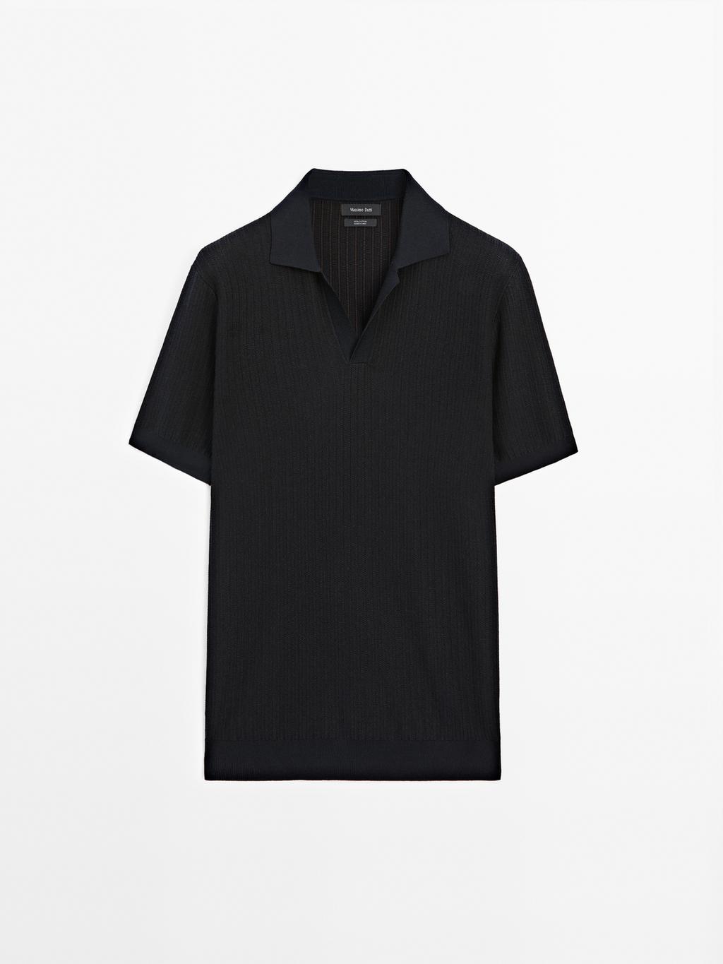 Short sleeve jacquard knit polo shirt