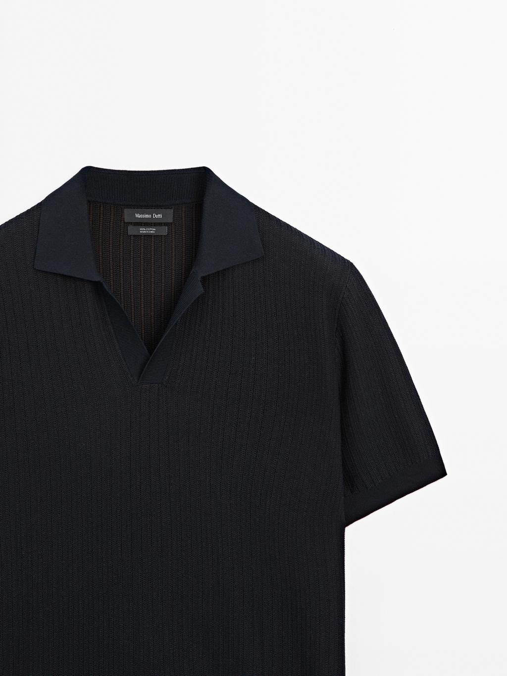 Short sleeve jacquard knit polo shirt
