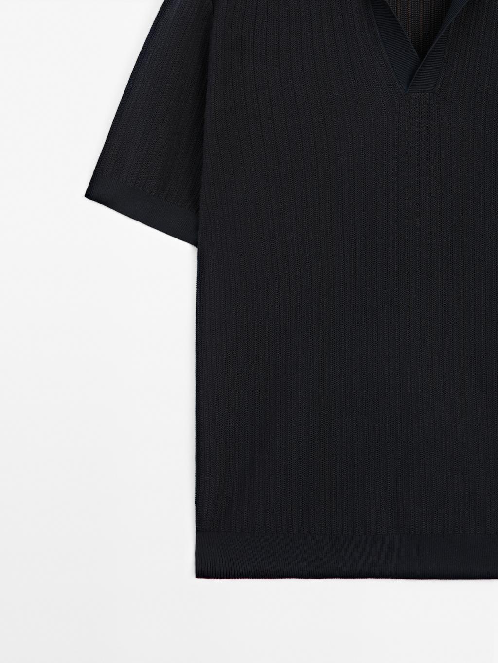 Short sleeve jacquard knit polo shirt