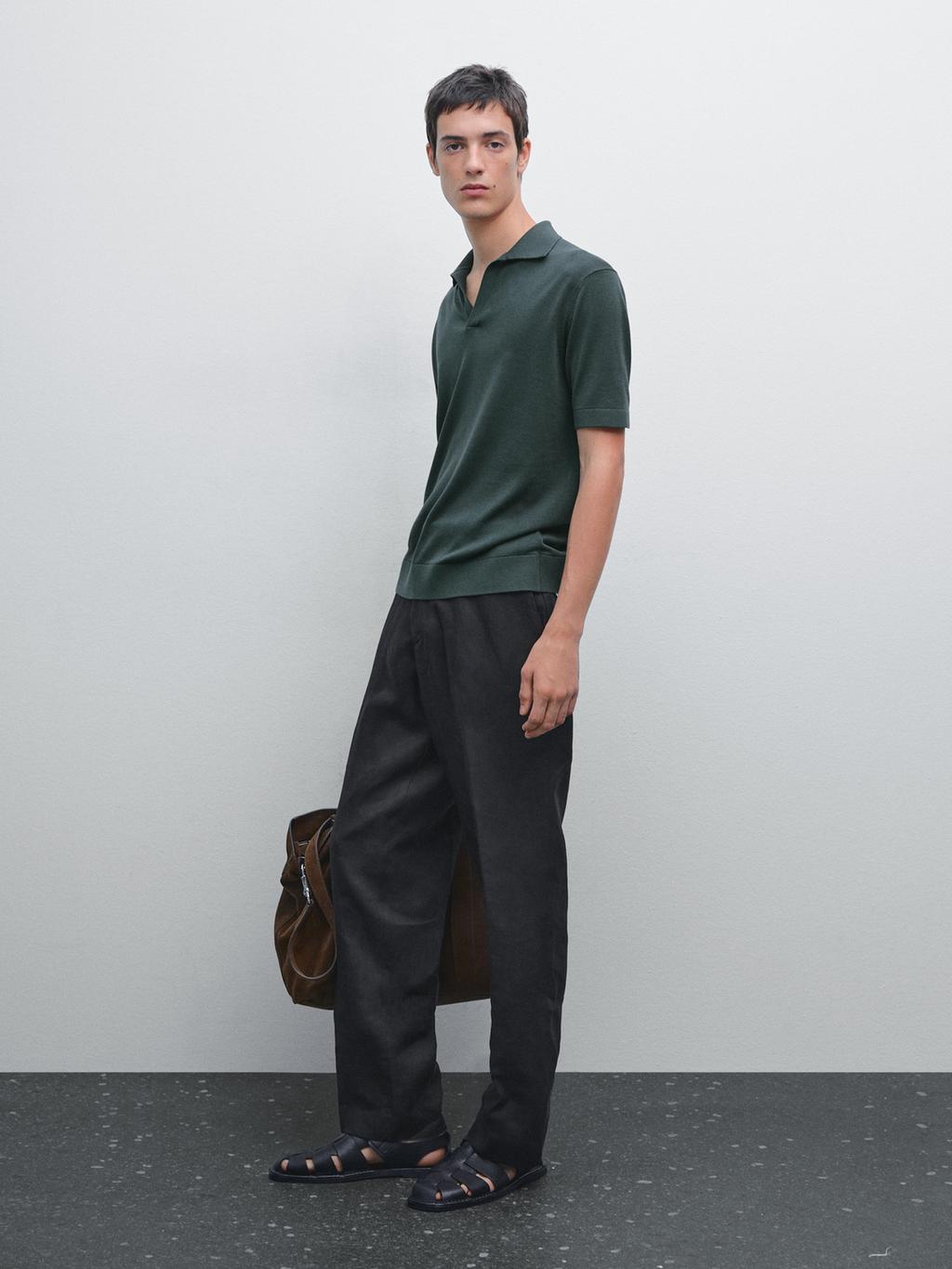 Knit V-neck polo shirt