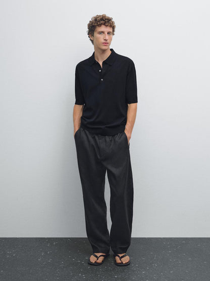 Short sleeve knit polo shirt