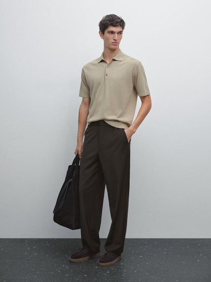 Short sleeve knit polo shirt