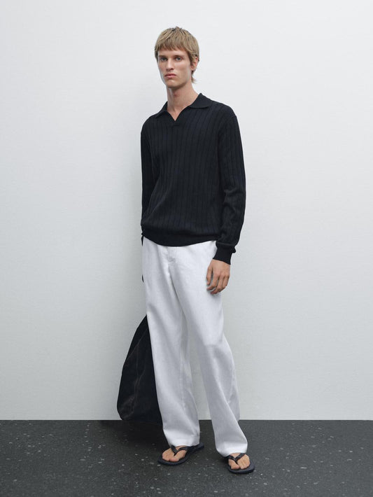 Long sleeve polo sweater