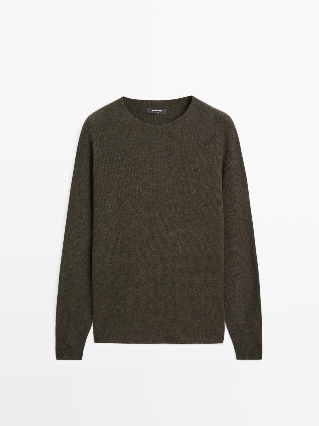 Seamless wool blend knit sweater