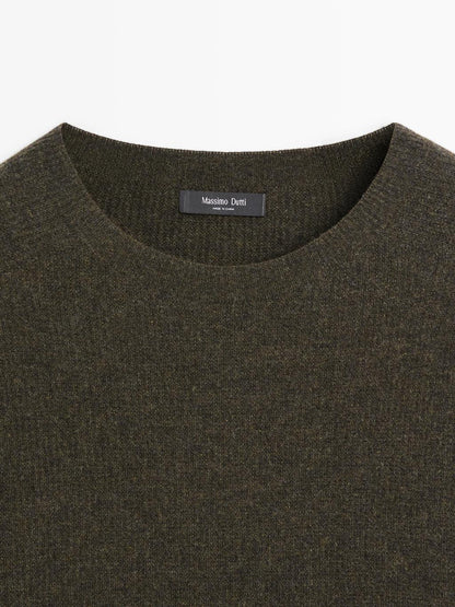 Seamless wool blend knit sweater