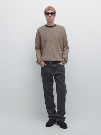 Seamless wool blend knit sweater