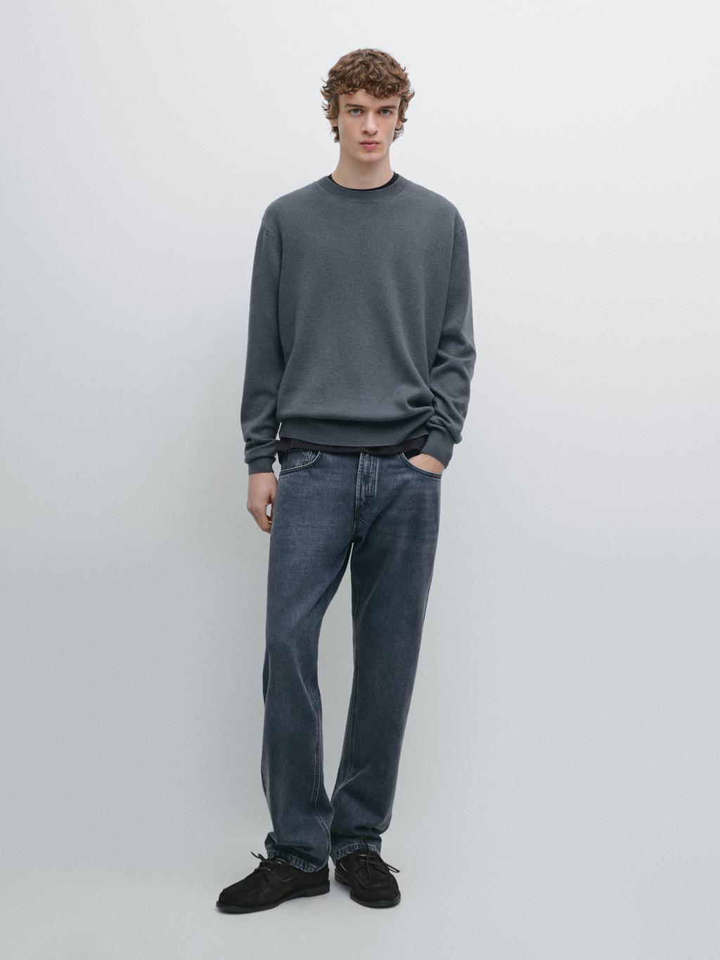 Wool blend crew neck sweater