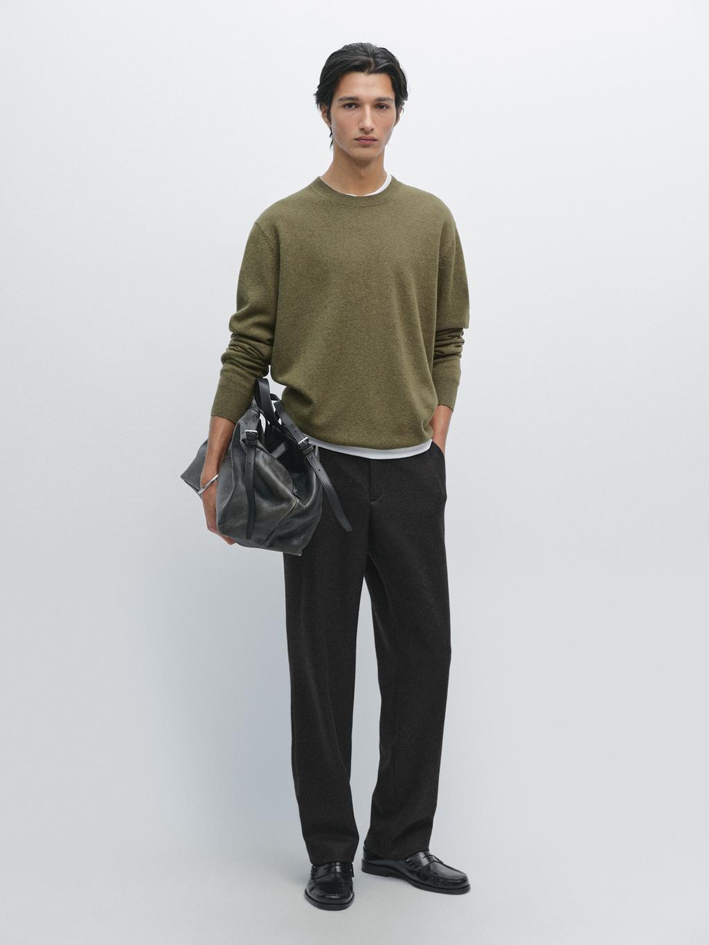 Wool blend crew neck sweater
