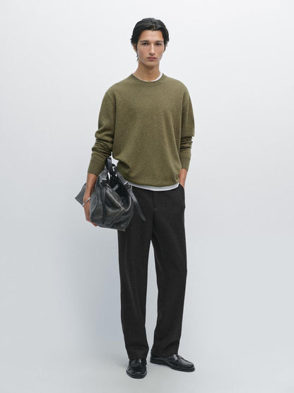 Wool blend crew neck sweater