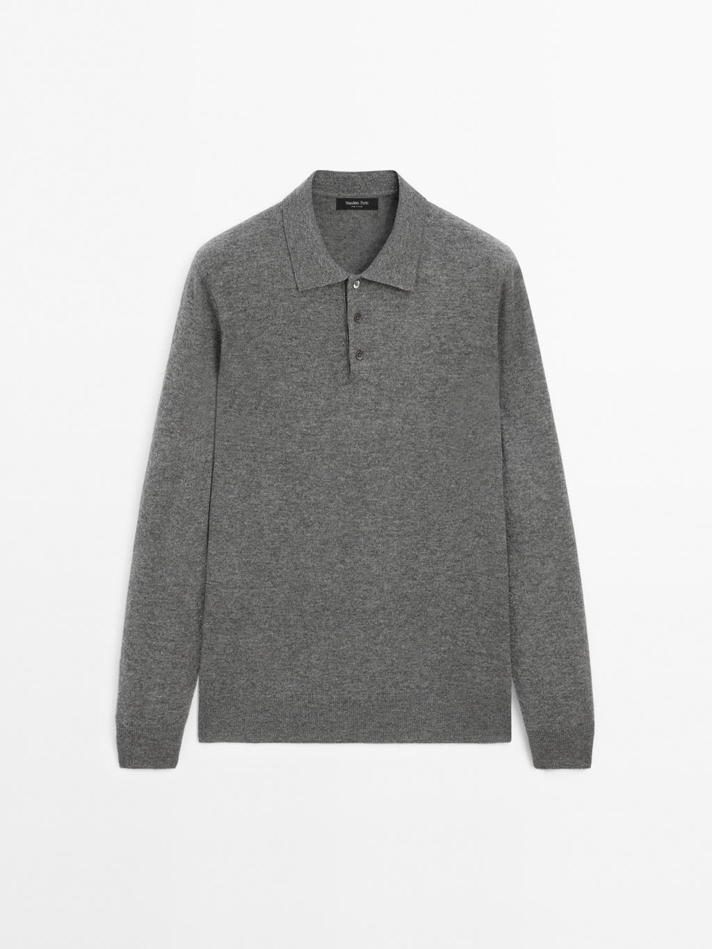 Wool blend knit polo jumper