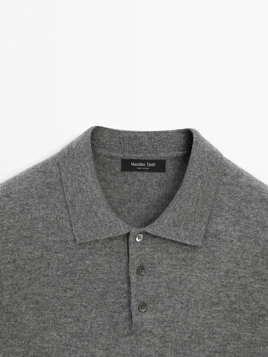 Wool blend knit polo jumper