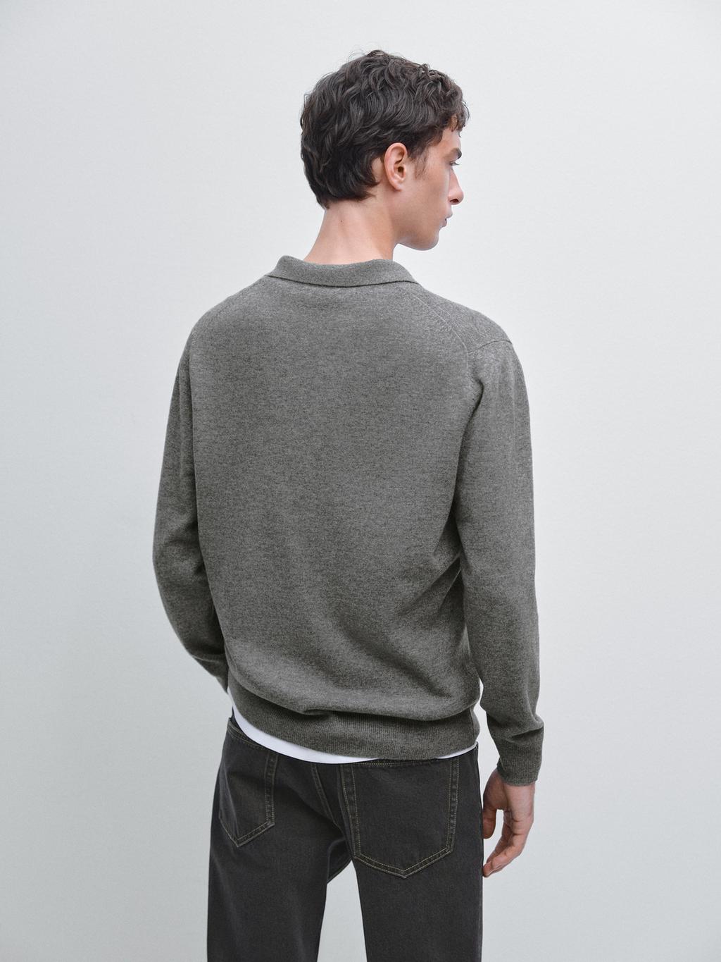 Wool blend knit polo jumper