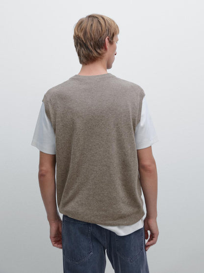 Wool blend V-neck vest