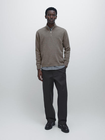 Mock neck knit sweater with zip