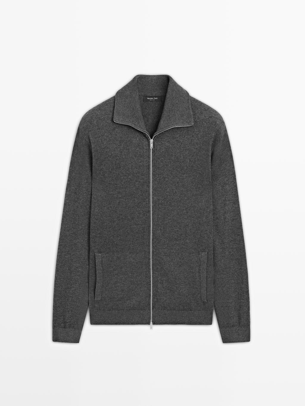 Zip-up high neck cardigan