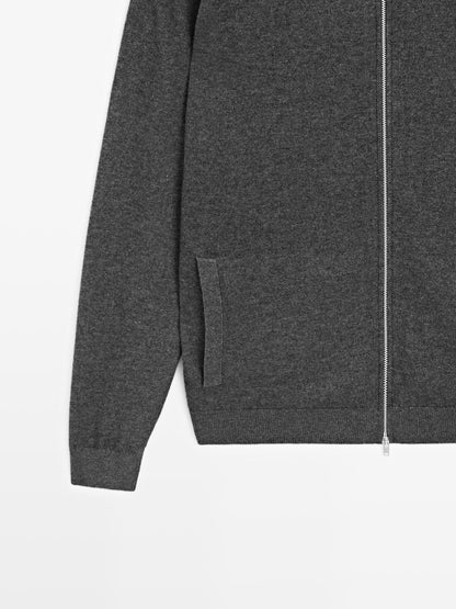 Zip-up high neck cardigan