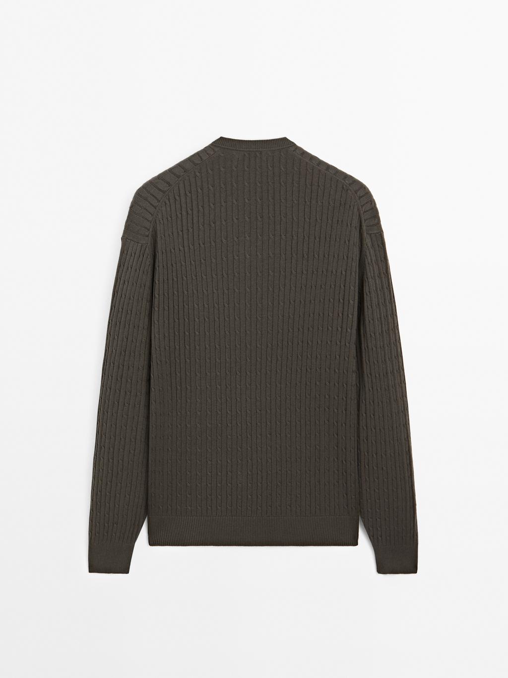 Cotton blend cable-knit sweater